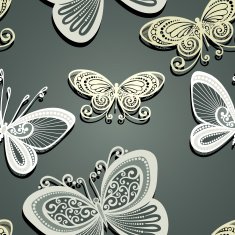 Seamless Floral Pattern with Insects N7