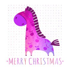 CHRISTMAS card with colorful horse N2