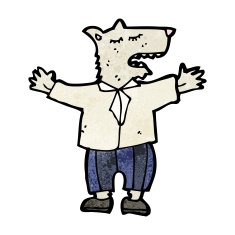cartoon wolf in human clothing N4
