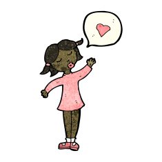 cartoon woman with love heart N22