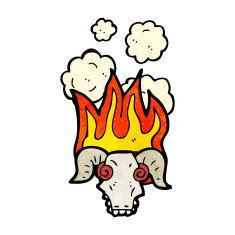 flaming ram skull cartoon N2