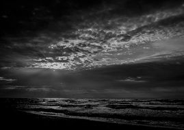 Black and white landscape of the water