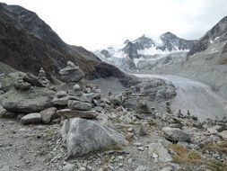 road along the glacier in the alps, switzerland