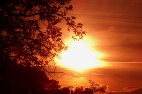 Red sunset in evening