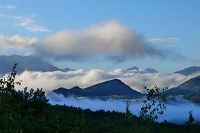 sea of clouds behind the mountain