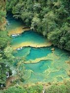 jungle river, top view, guatemala