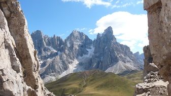 scenic rocky Mountains at sky