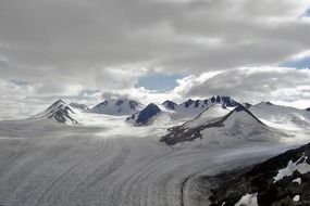 panorama of glaciers and mountains in Alaska