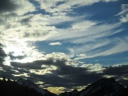landscape of swiss alps at dusk