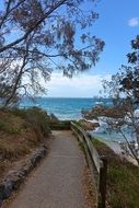 vista of coastal boardwalk