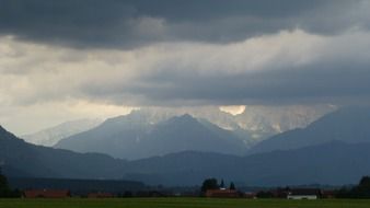 cloudy rainy sky over the mountains