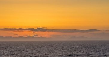 yellow color sunset at ocean landscape
