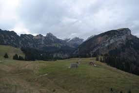 panorama of mountain houses in Switzerland