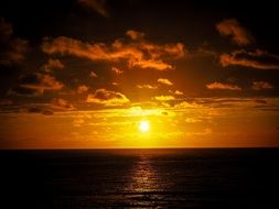 Orange sunset in evening