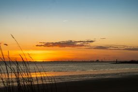 landscape of sunset on the elbe