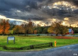 dramatic sky colorful autumn view