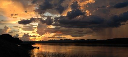 Sunset in Thailand on the Mekong River