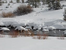 Beautiful landscape of snowy river