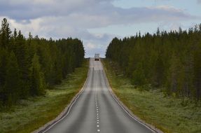 truck on the highway along the forest