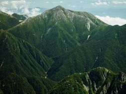nice landscape with green rocky mountains in japan