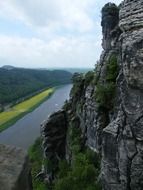 view from the Elbe sandstone mountains to the Elbe