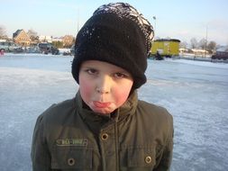 Sad boy on the ice