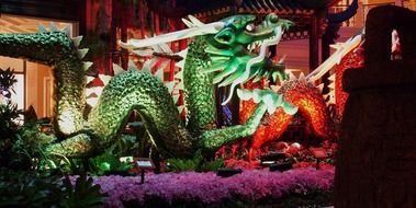 Dragon sculpture on the casino wall