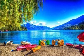 water equipment on the beach in queenstown