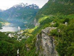 geirangerfjord at mountain landscape, norway, geiranger