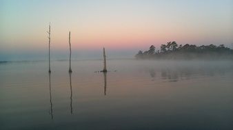 autumn river landscape with mist