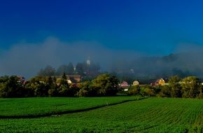 foggy rural landscape