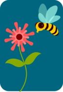 graphic image of a bee and a bright flower