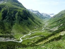beautiful green mountain valley with river, austria