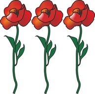 Clipart of poppy red flowers