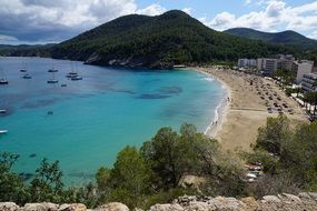 panoramic view of the beach on the coast of Ibiza
