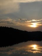 sunset over the lake in finland