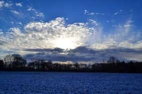 blue sky with beautiful sunrise in the white clouds