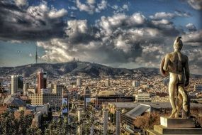 panoramic view of thunderclouds over barcelona