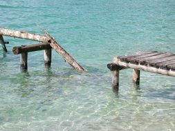 Broken wooden bridge