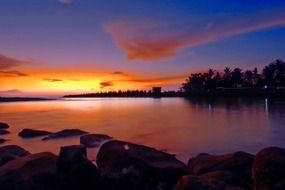 colorful peaceful sunset in indonesia