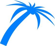 blue palm silhouette on a white background