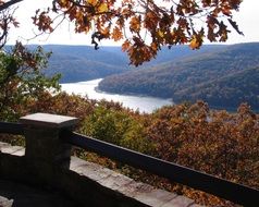 Beautiful river landscape with colorful plants in Pennsylvania