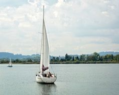 holiday sailing boat relaxing in water