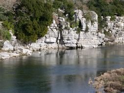 river between stone shores