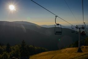 cable car on top of the mountain