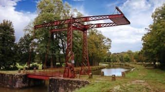 landscape of movable bridge and river