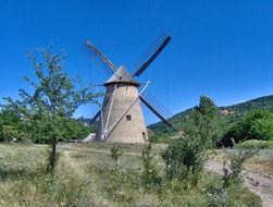 Windmill on a hill in Hungary