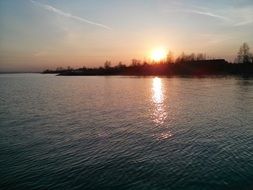 sunset over the Kama River in Russia