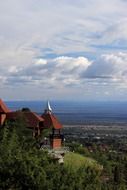 viewpoint, tower on green hill in beautiful countryside