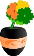flower plants in pot simple vector drawing